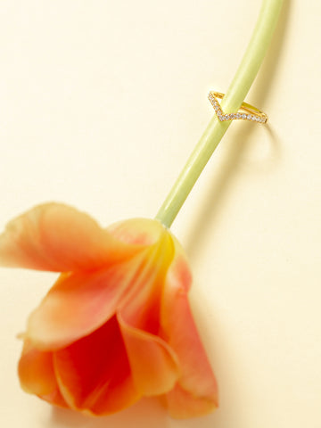 Ms.Blessing Jewelry Viv 鑽石線戒 18K金 V型設計
